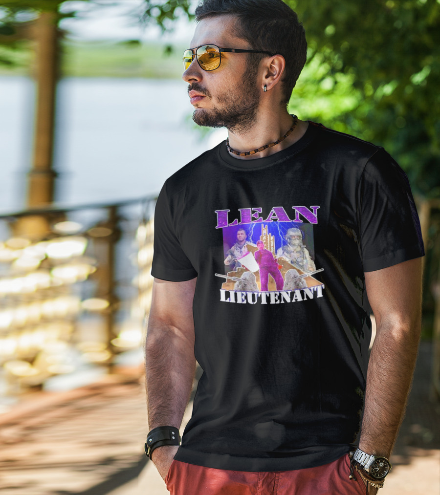 LEAN LIEUTENANT Soldiers With Lightning Background T-Shirt