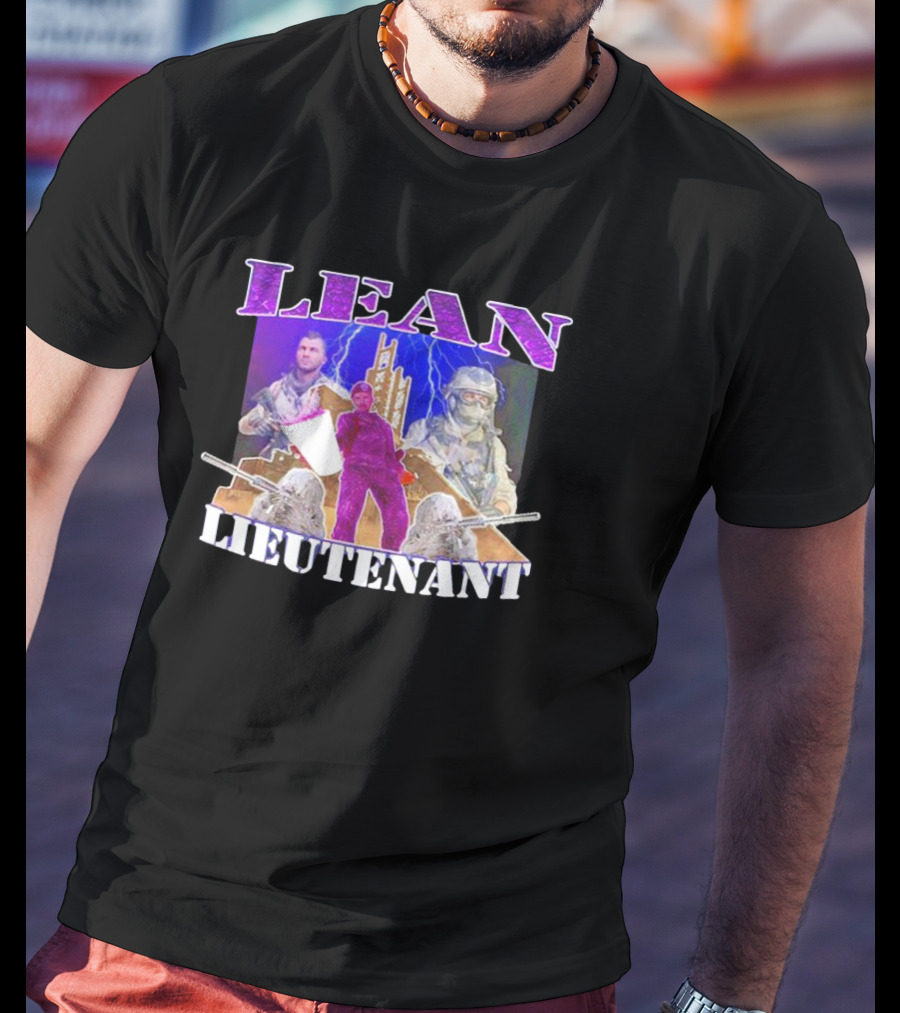 LEAN LIEUTENANT Soldiers With Lightning Background T-Shirt