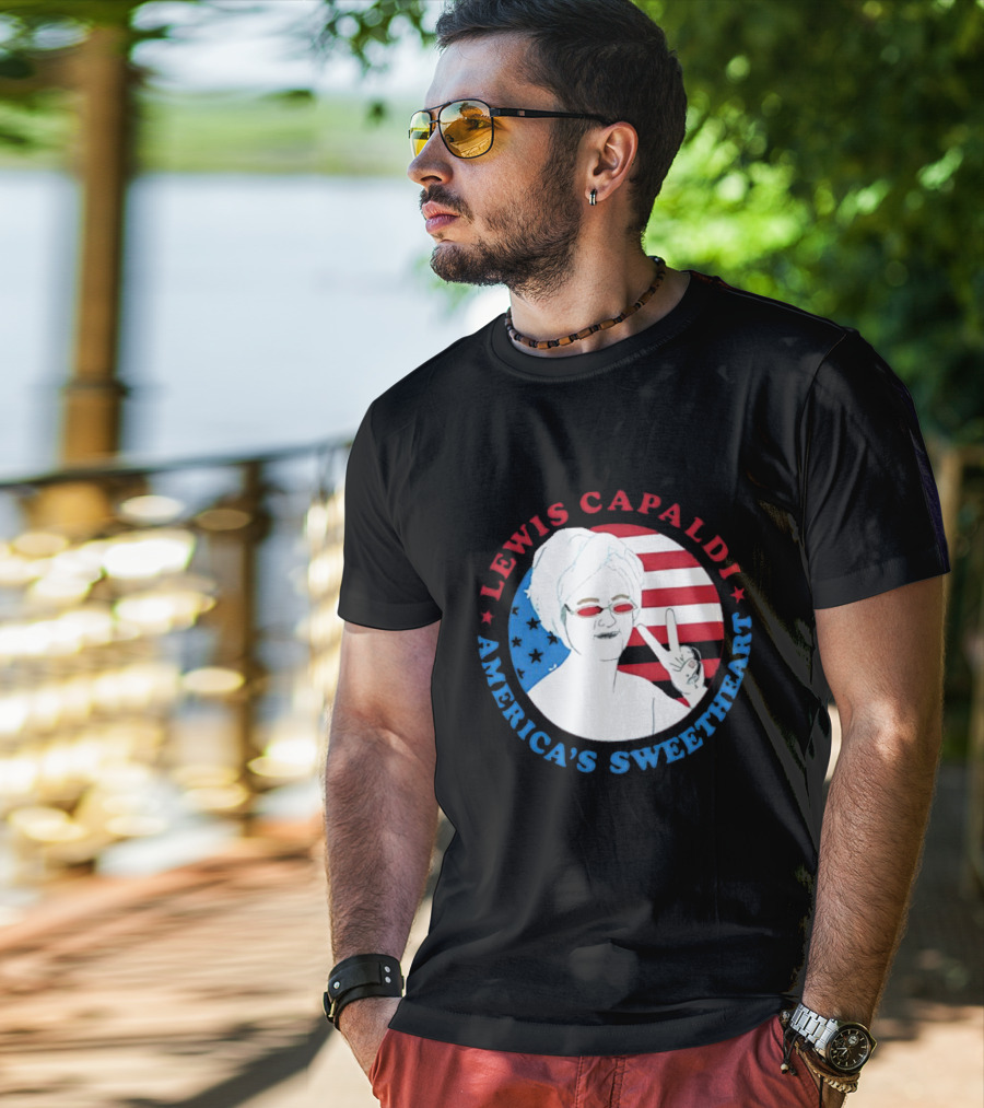Lewis Capaldi America’s Sweetheart Peace Sign And Flag T-Shirt