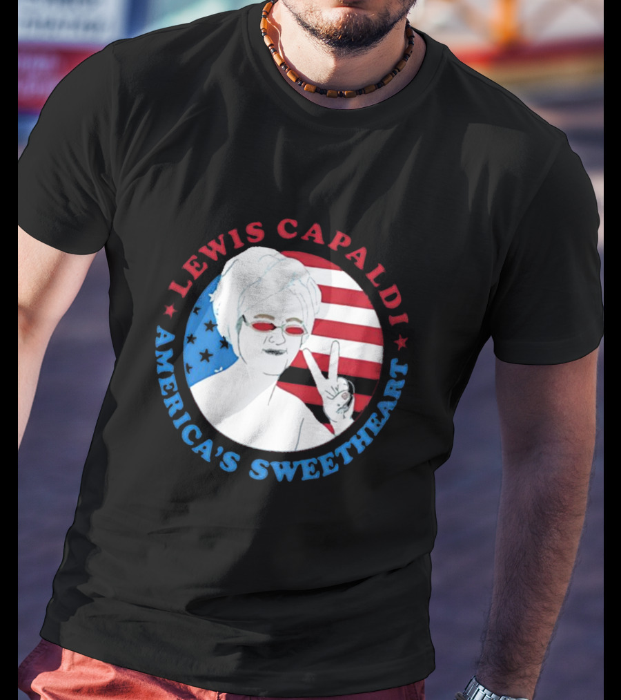 Lewis Capaldi America’s Sweetheart Peace Sign And Flag T-Shirt