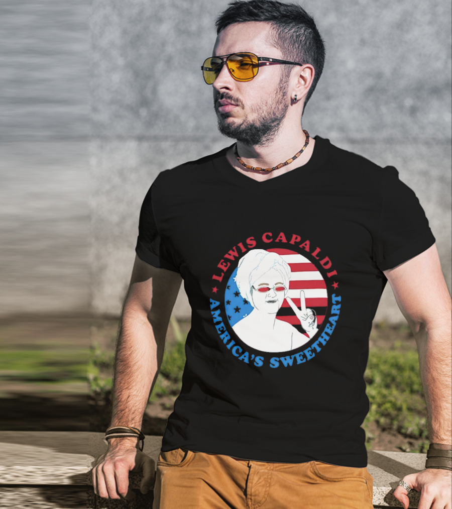 Lewis Capaldi America’s Sweetheart Peace Sign And Flag T-Shirt
