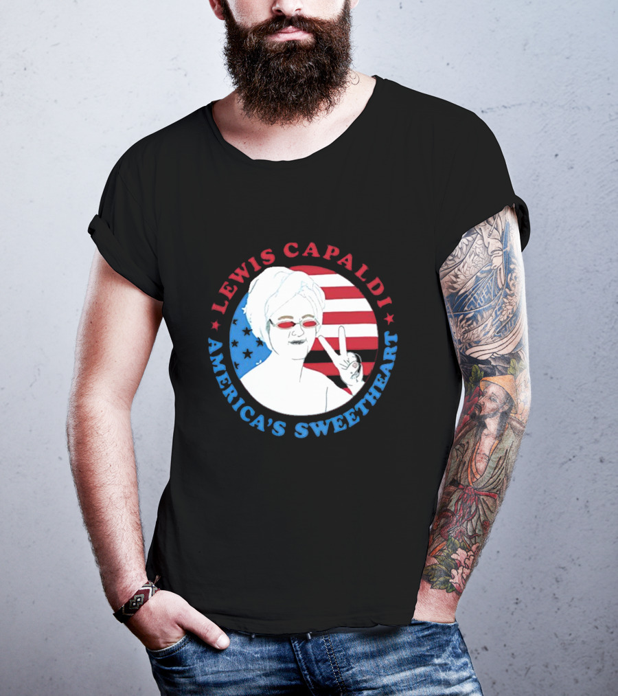 Lewis Capaldi America’s Sweetheart Peace Sign And Flag T-Shirt