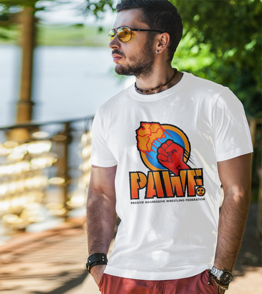 PAWF Passive Aggressive Wrestling Federation Fist Logo With Peace T-Shirt