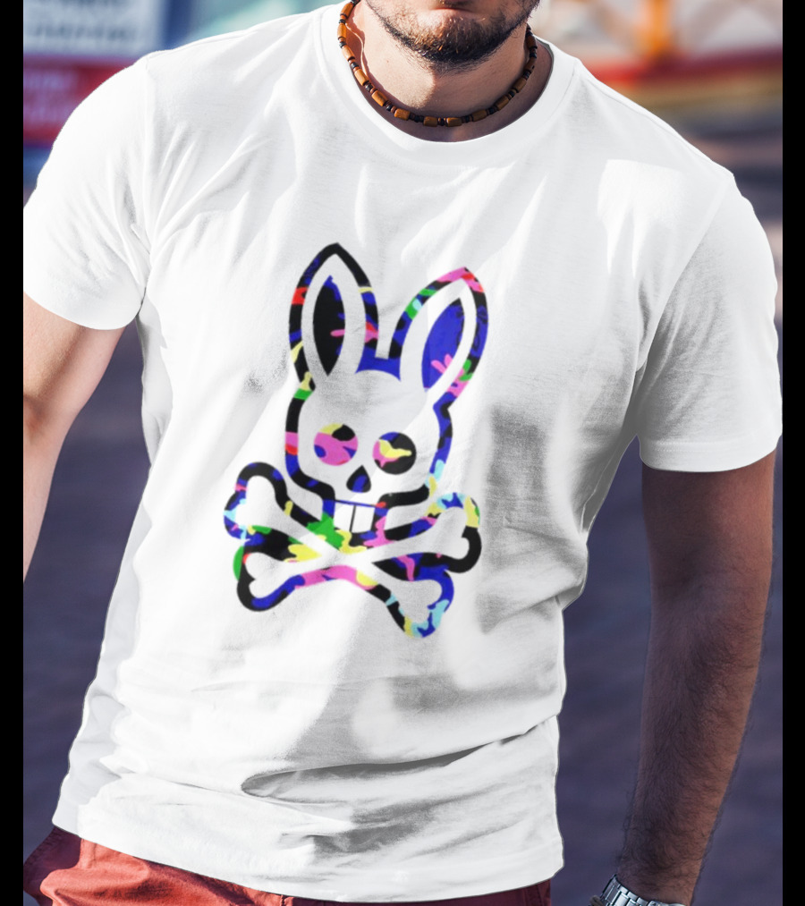 Psycho Bunny Colorful Rabbit Skull Crossbones T-Shirt