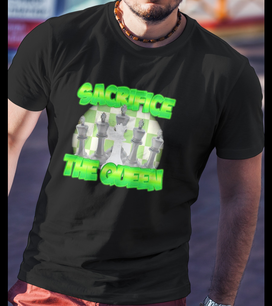 Sacrifice The Queen Chess Strategy Checkered Background T-Shirt