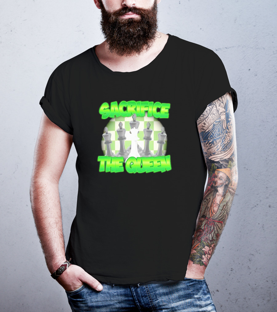 Sacrifice The Queen Chess Strategy Checkered Background T-Shirt