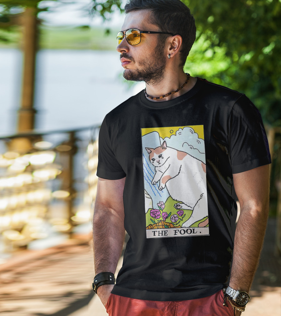 Sad Cat The Fool Tarot Card Cute Feline T-Shirt