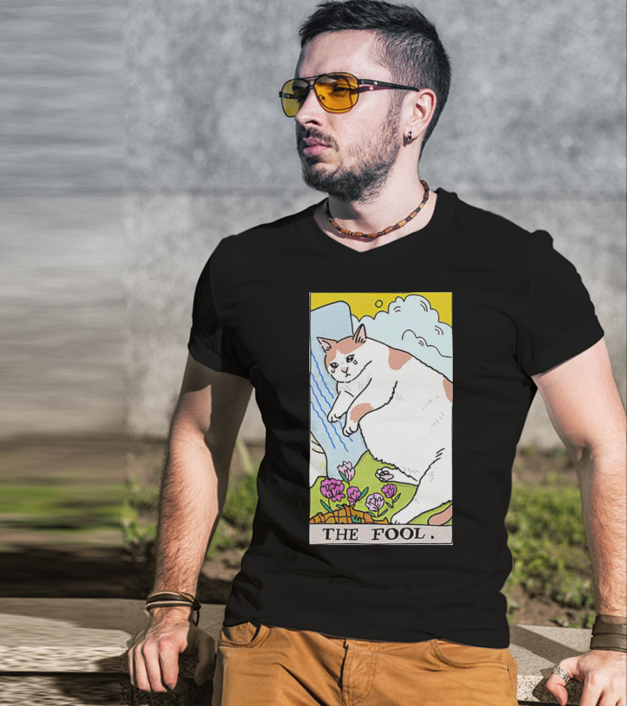 Sad Cat The Fool Tarot Card Cute Feline T-Shirt