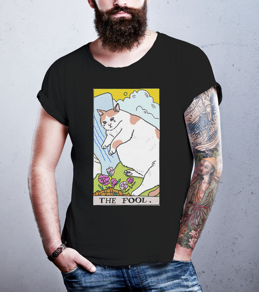 Sad Cat The Fool Tarot Card Cute Feline T-Shirt