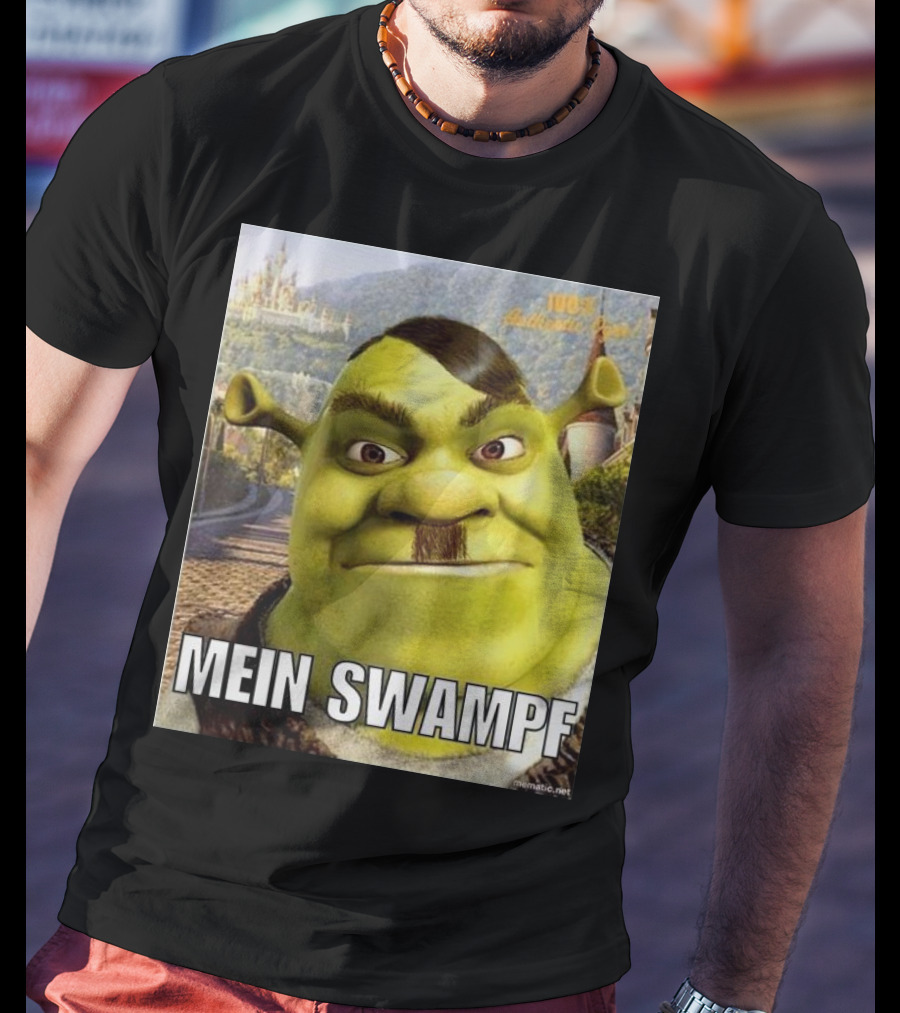 Shrek Mein Swampf Mematic Pixel Art Castle Background T-Shirt
