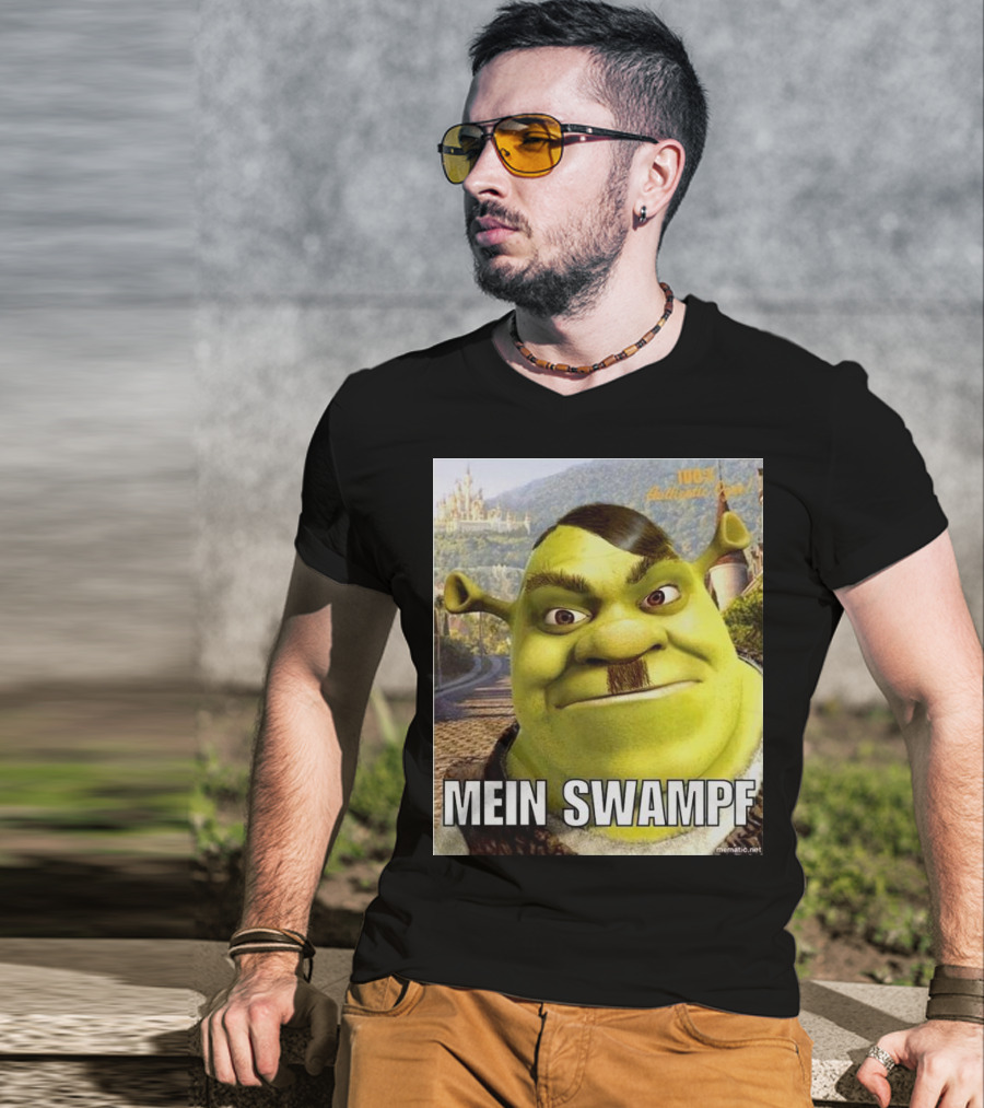 Shrek Mein Swampf Mematic Pixel Art Castle Background T-Shirt