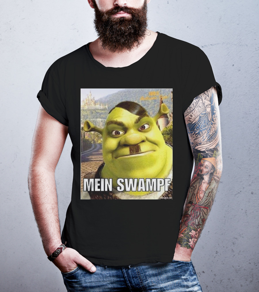 Shrek Mein Swampf Mematic Pixel Art Castle Background T-Shirt