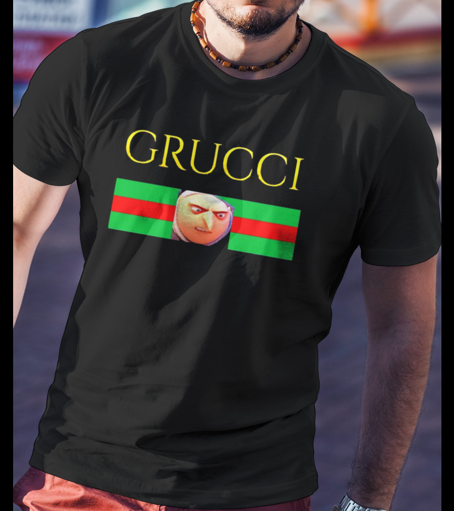 Grucci Meme Essential Minions Gru Face Red Green Stripe T-Shirt