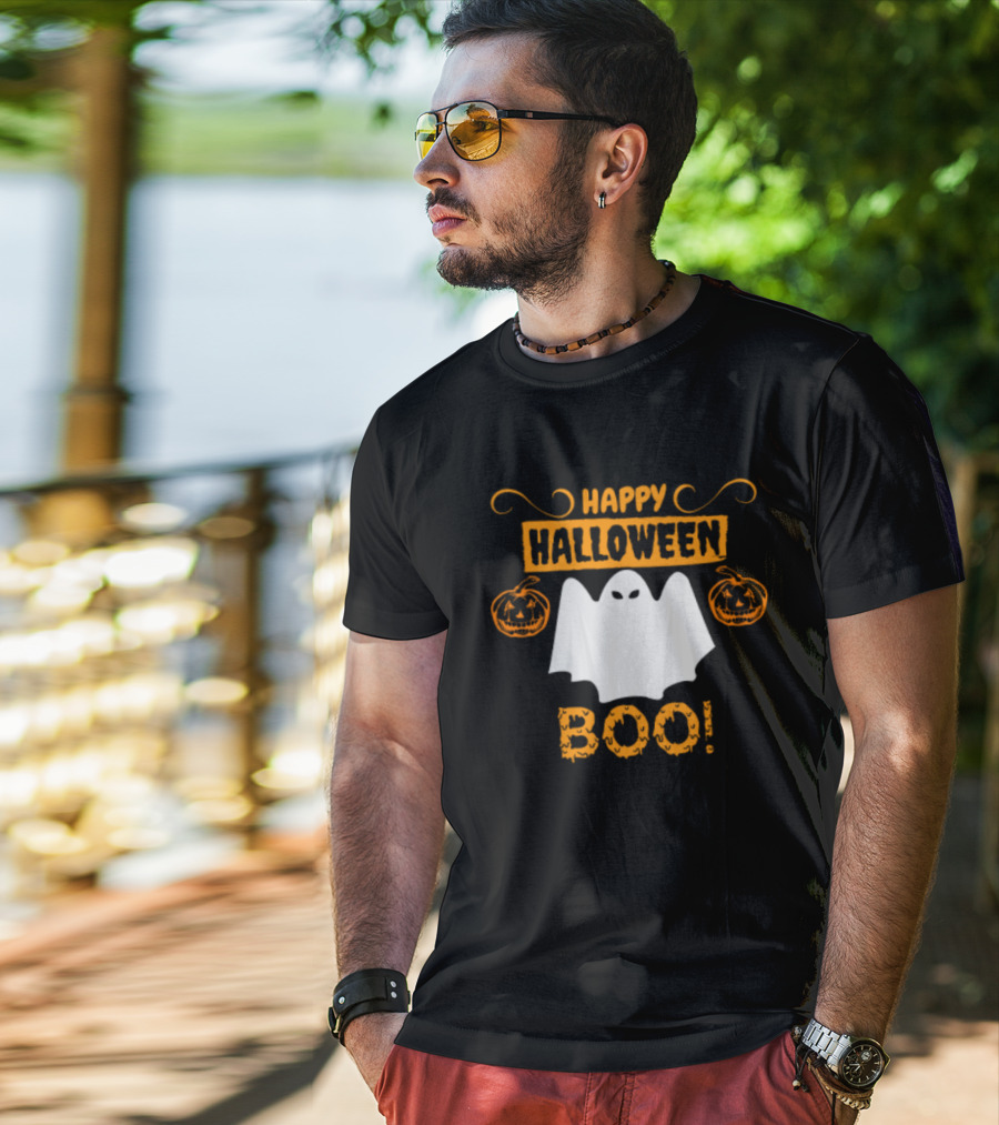 Happy Halloween Boo Ghost And Pumpkins Fun T-Shirt