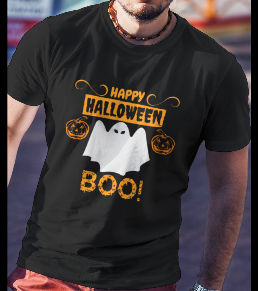 Happy Halloween Boo Ghost And Pumpkins Fun T-Shirt