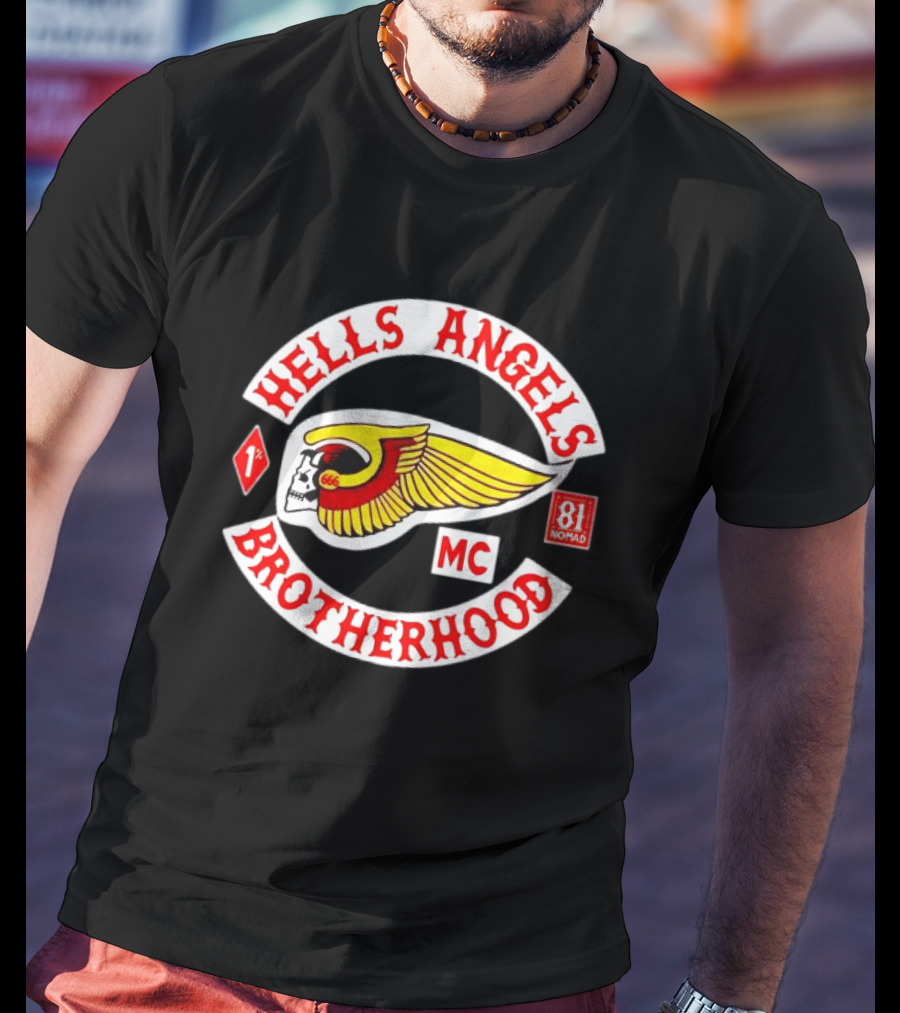 Hells Angels Brotherhood MC Skull Wing 81 Nomad 1% T-Shirt