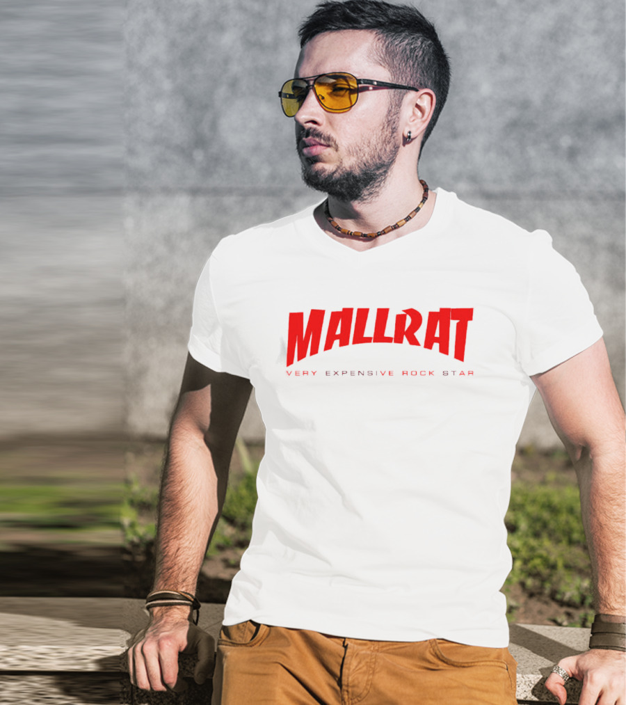 Mallrat Very Expensive Rock Star Red Text Distressed T-Shirt