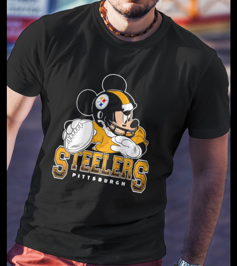 Pittsburgh Steelers Mickey Mouse NFL Football Quarterback T-Shirt