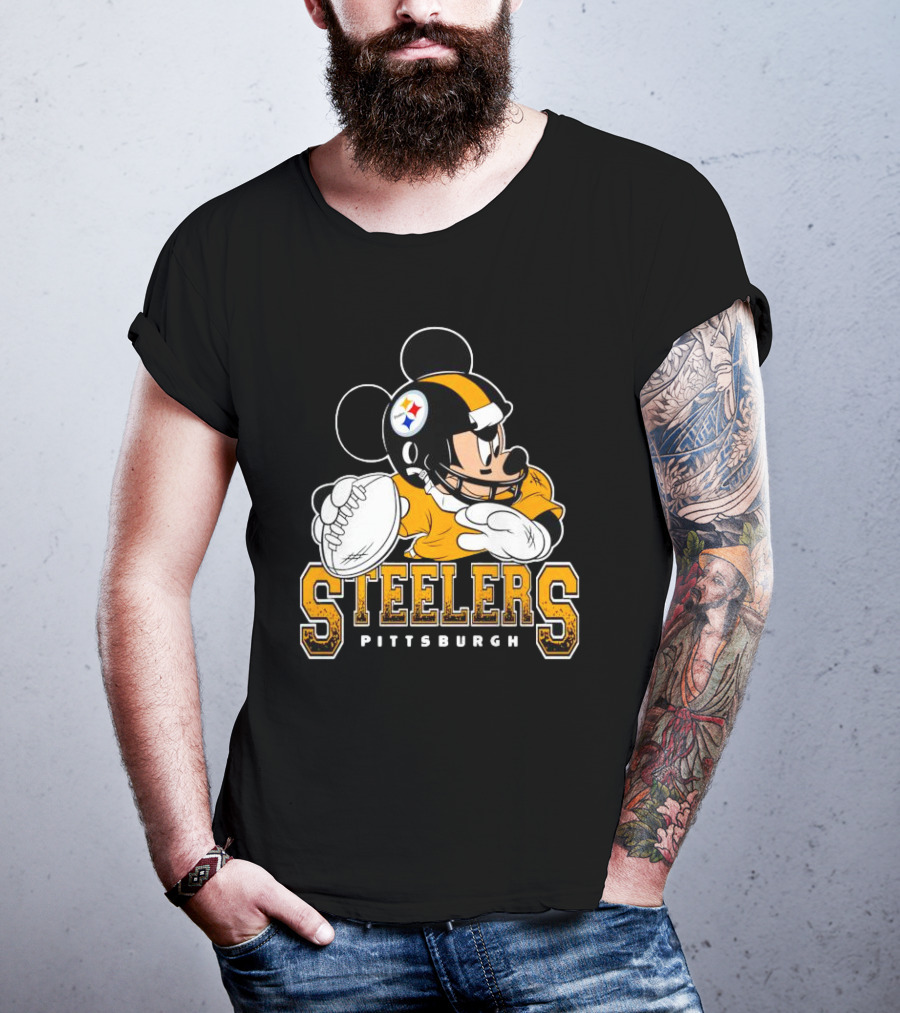 Pittsburgh Steelers Mickey Mouse NFL Football Quarterback T-Shirt