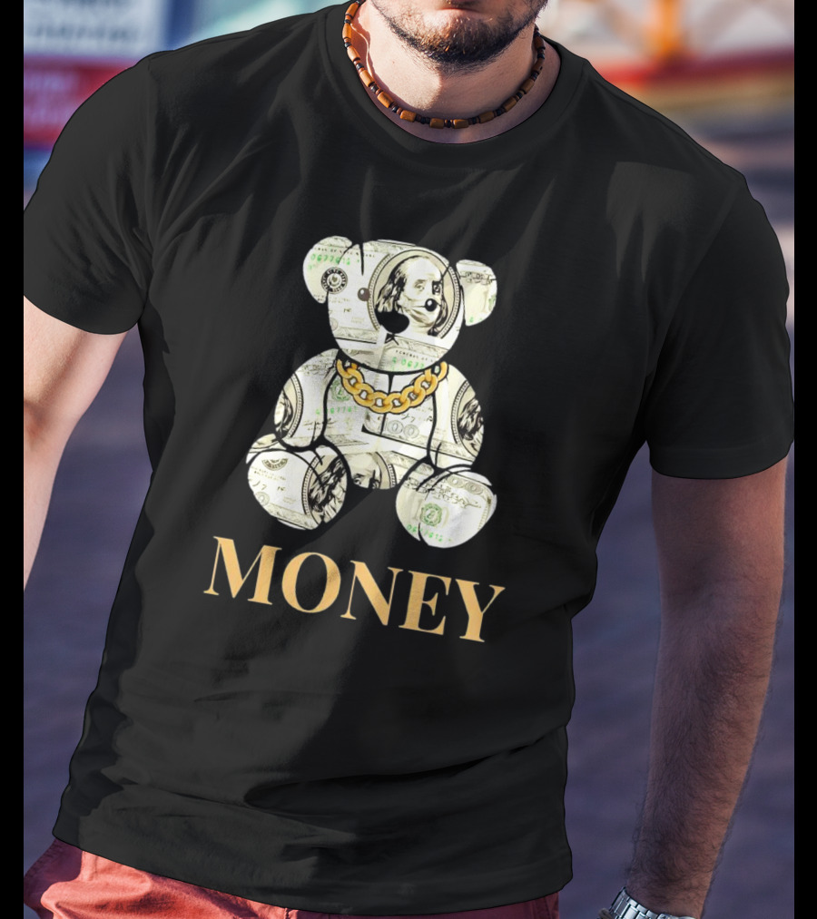 Money Dollar Bear With Gold Chain T-Shirt