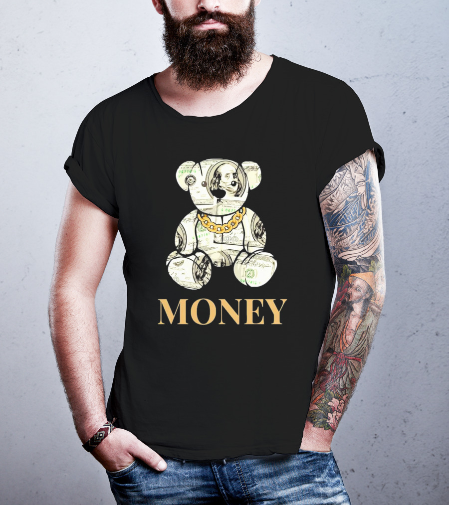 Money Dollar Bear With Gold Chain T-Shirt