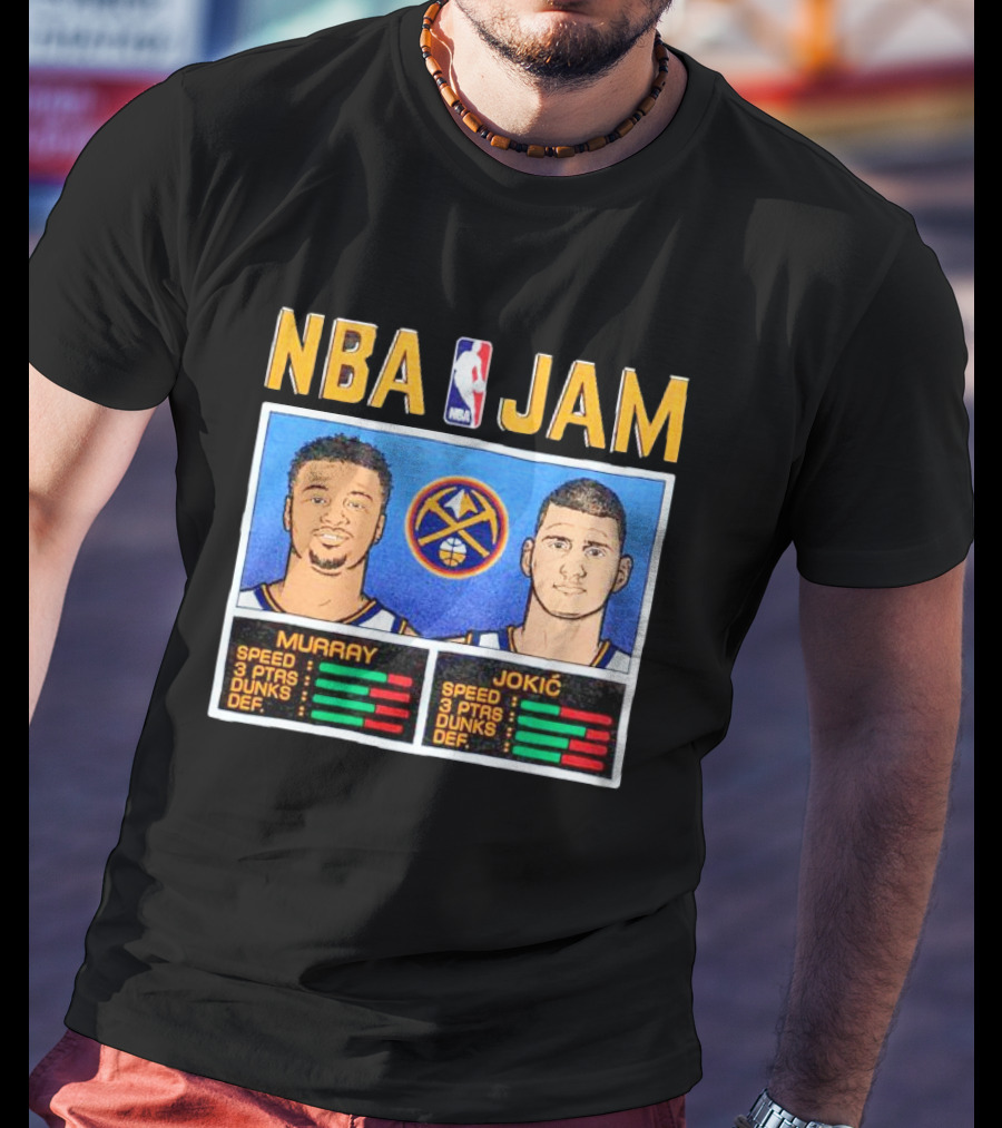NBA Jam Denver Nuggets Jamal Murray Nikola Jokić Stats T-Shirt