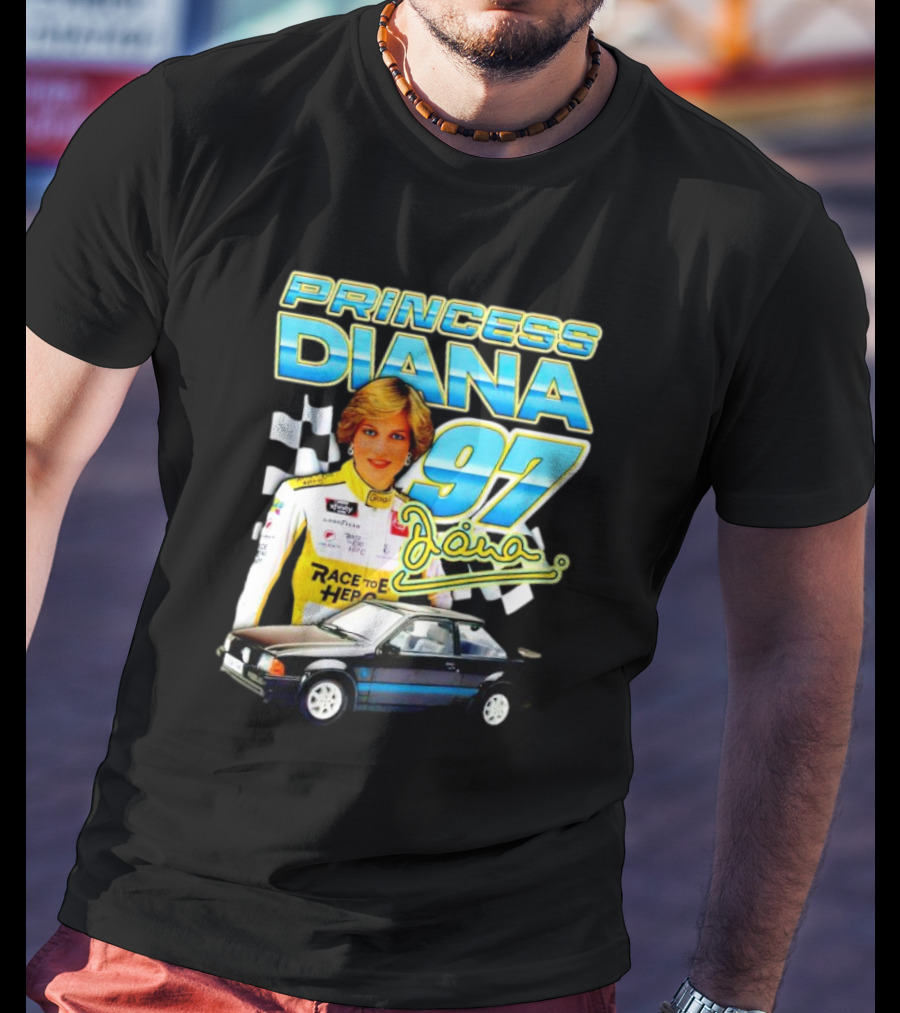 Princess Diana Race To Hero 97 Racing Diana Car Checkered Flags T-Shirt
