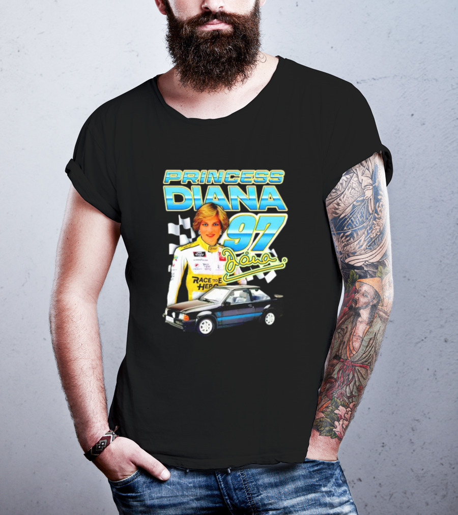 Princess Diana Race To Hero 97 Racing Diana Car Checkered Flags T-Shirt