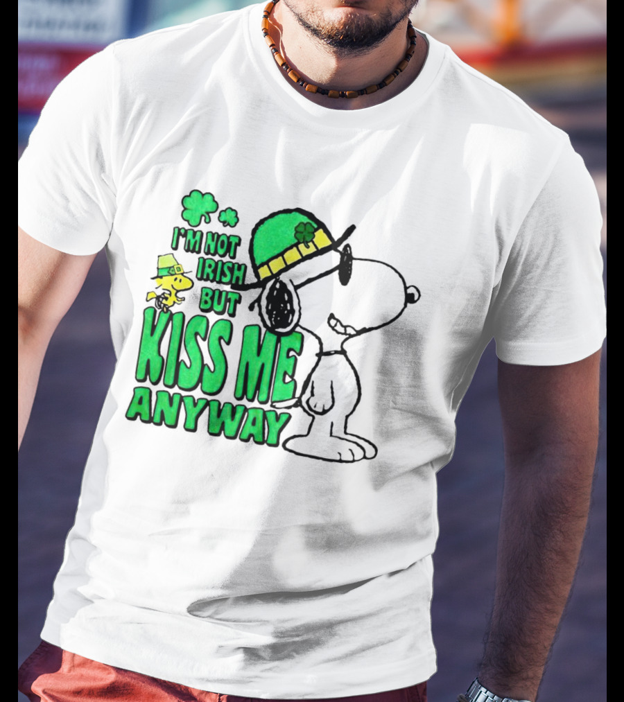 Snoopy Woodstock I'm Not Irish But Kiss Me Anyway St Patrick's Day T-Shirt