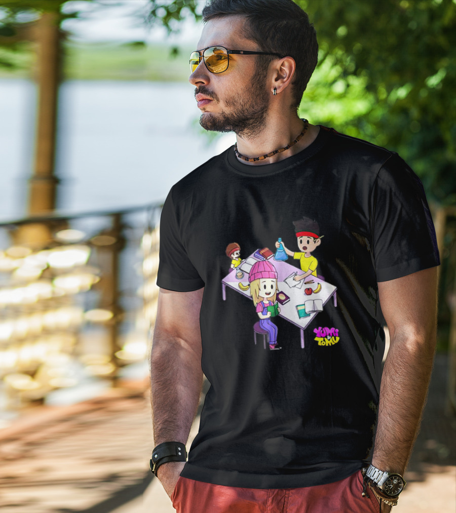 Yumi And Tomu Science And Study Time Cartoon Characters T-Shirt
