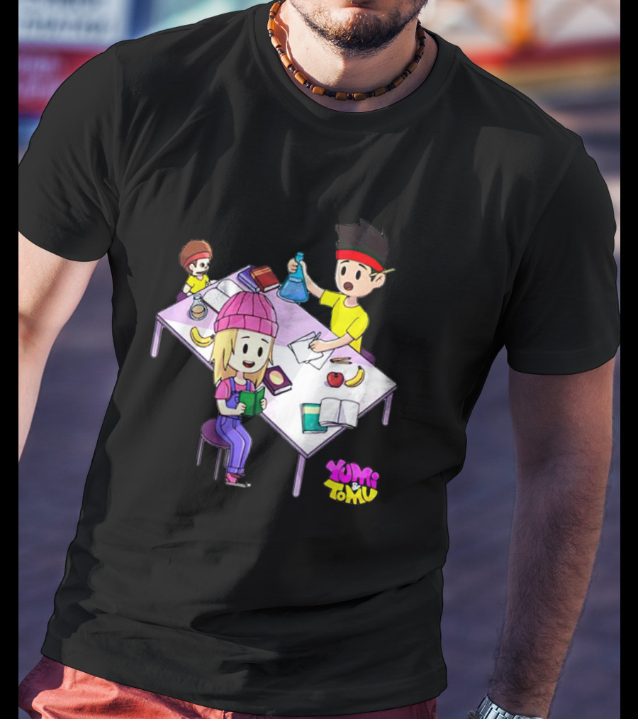 Yumi And Tomu Science And Study Time Cartoon Characters T-Shirt