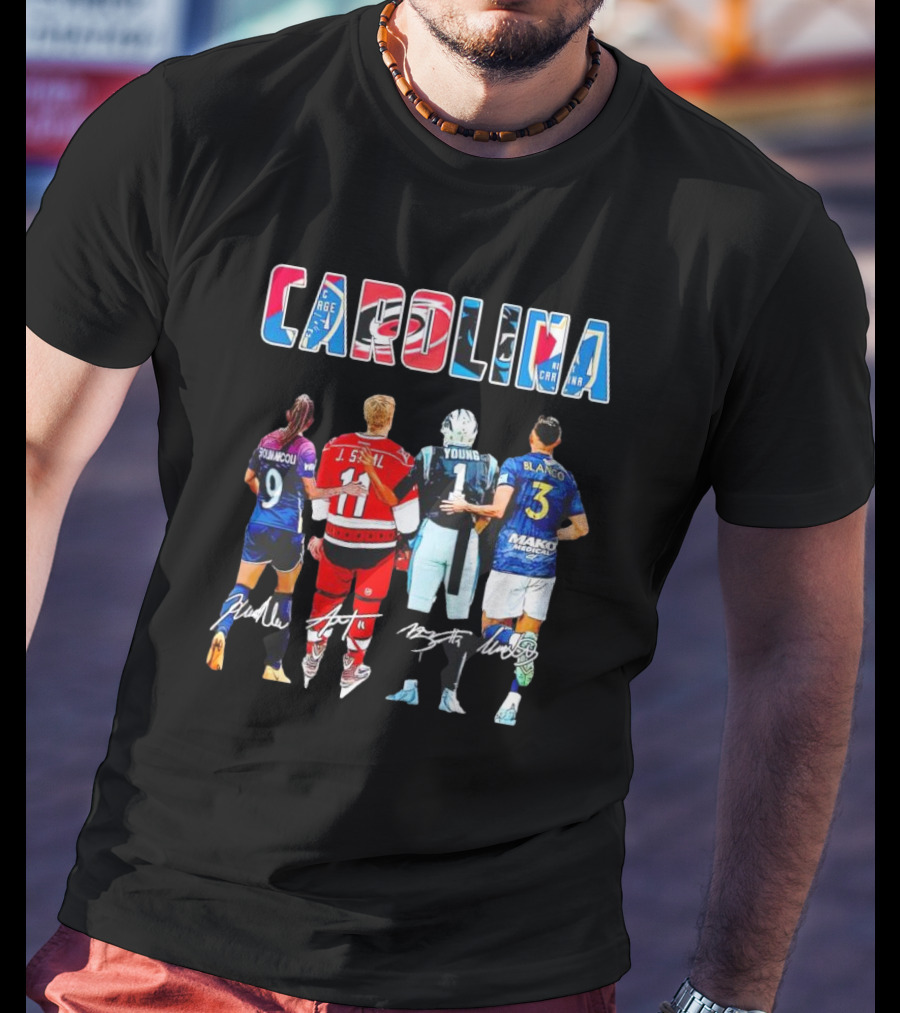Carolina Football And Soccer Players Kerolin Nicoli J. Staal Bryce Young Nelson Flores Blanco Signatures T-Shirt