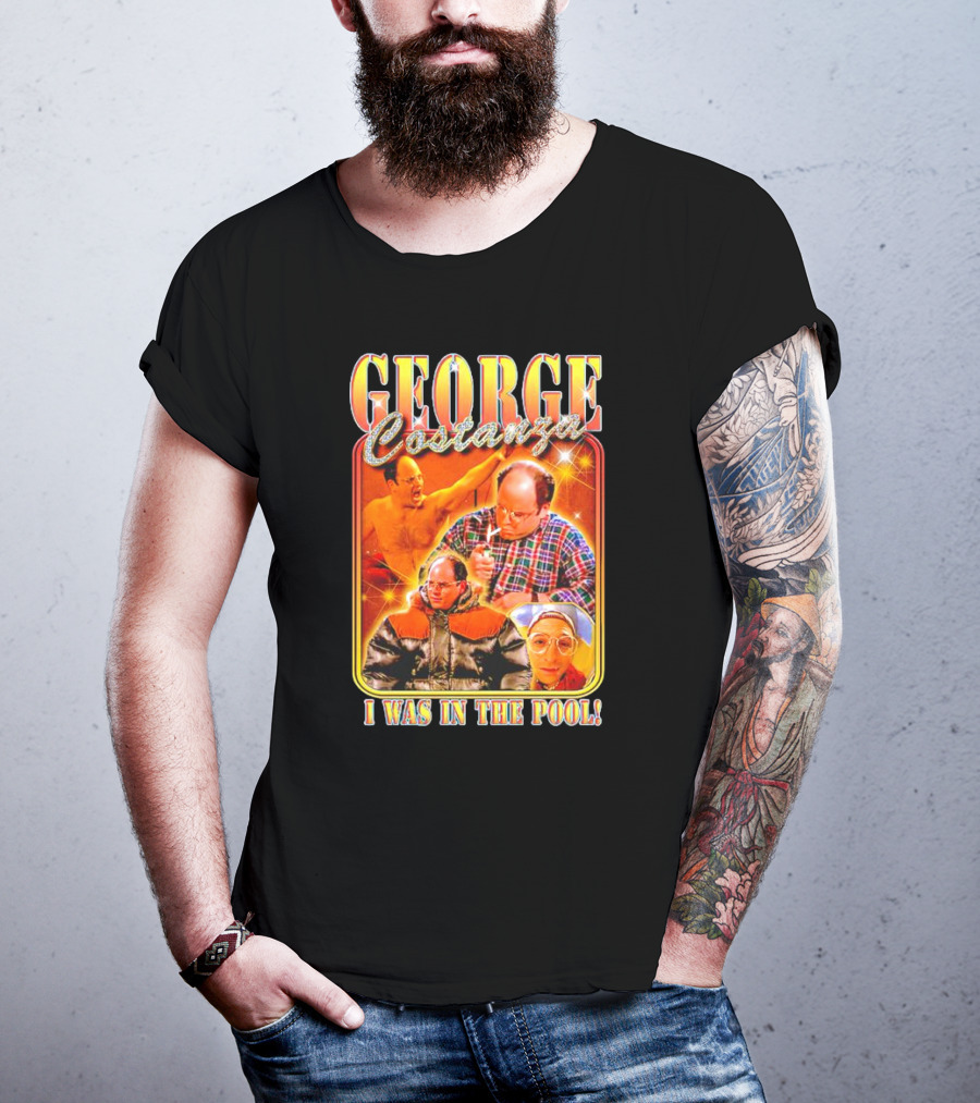 George Costanza I Was In The Pool Vintage Humor Collage T-Shirt