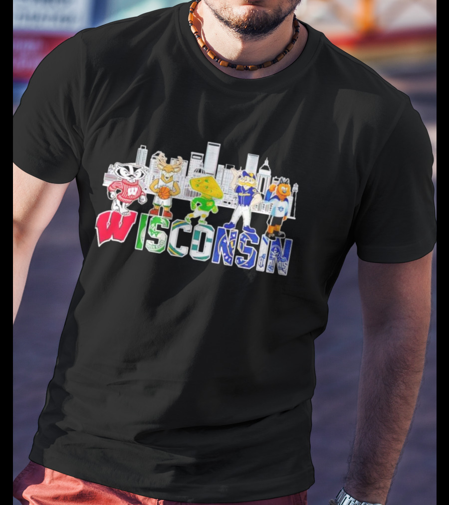Wisconsin Mascot Skyline City Sports Team All-Stars T-Shirt