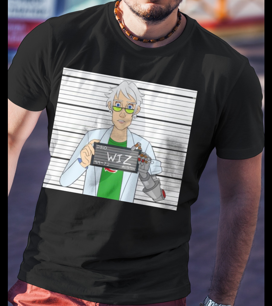 DB10 Wiz 919 72 Austin Scientist Character With Robotic Arm T-Shirt