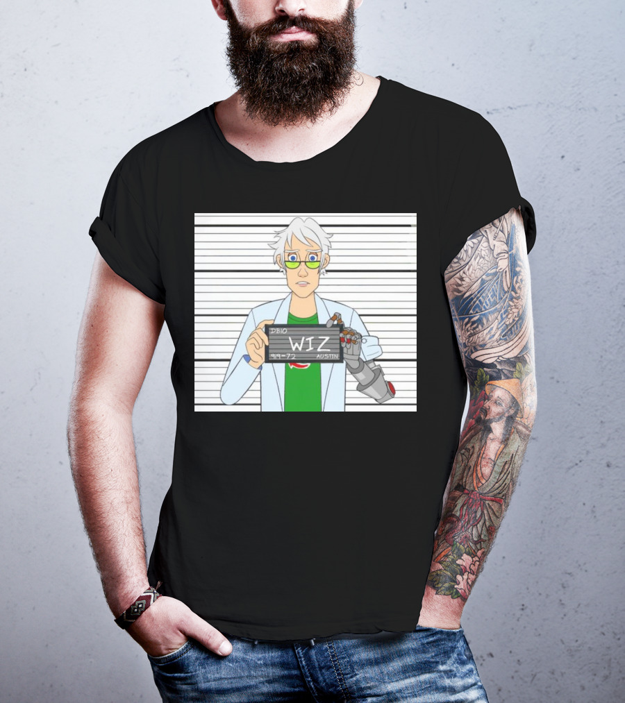 DB10 Wiz 919 72 Austin Scientist Character With Robotic Arm T-Shirt