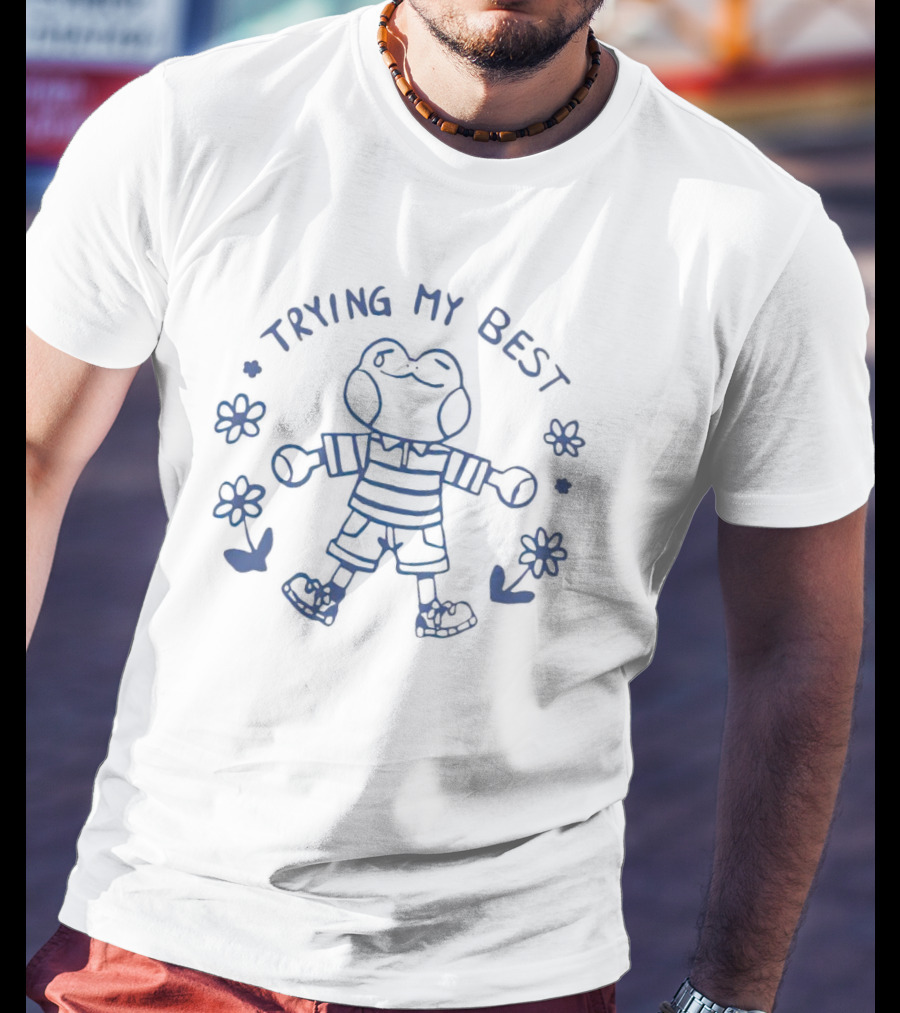 Frog Trying My Best Cute Floral Froggy Motivation T-Shirt