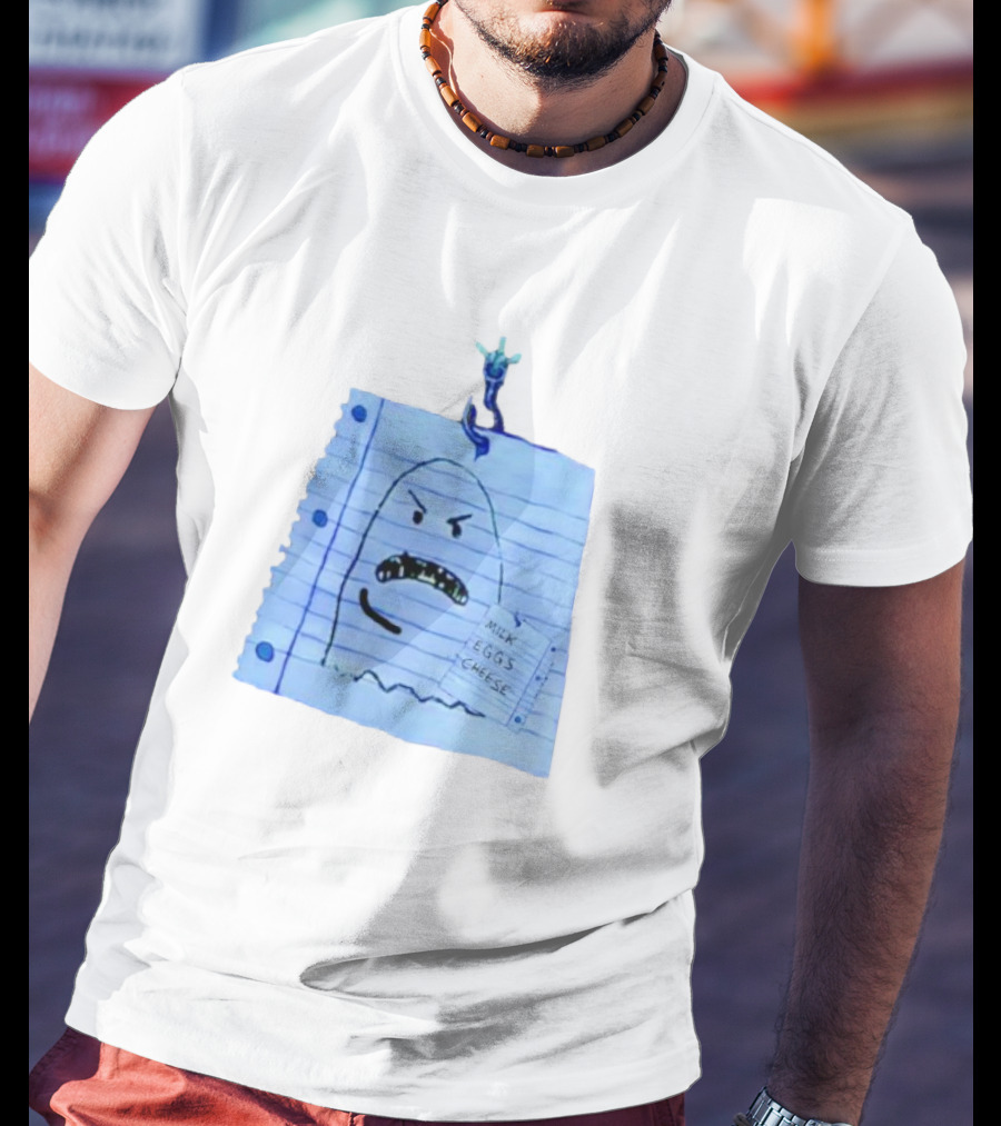 Ghost Holding Milk Eggs Cheese List On Notebook Paper T-Shirt