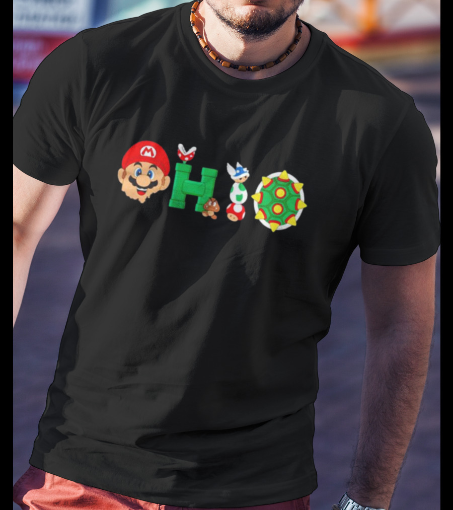 Ohio Super Mario Characters Goomba Bowser Pipe Piranha Plant Spiny Shell T-Shirt
