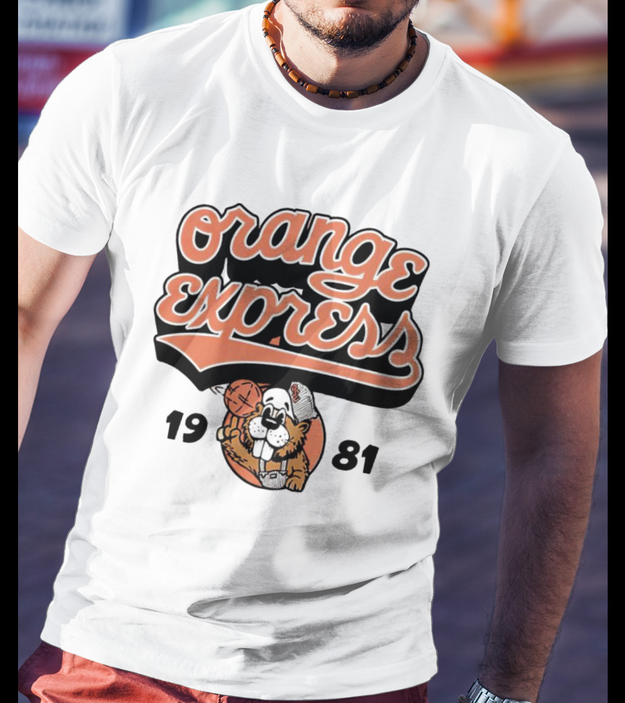 Orange Express 1981 OSU Basketball Beavers Cartoon T-Shirt