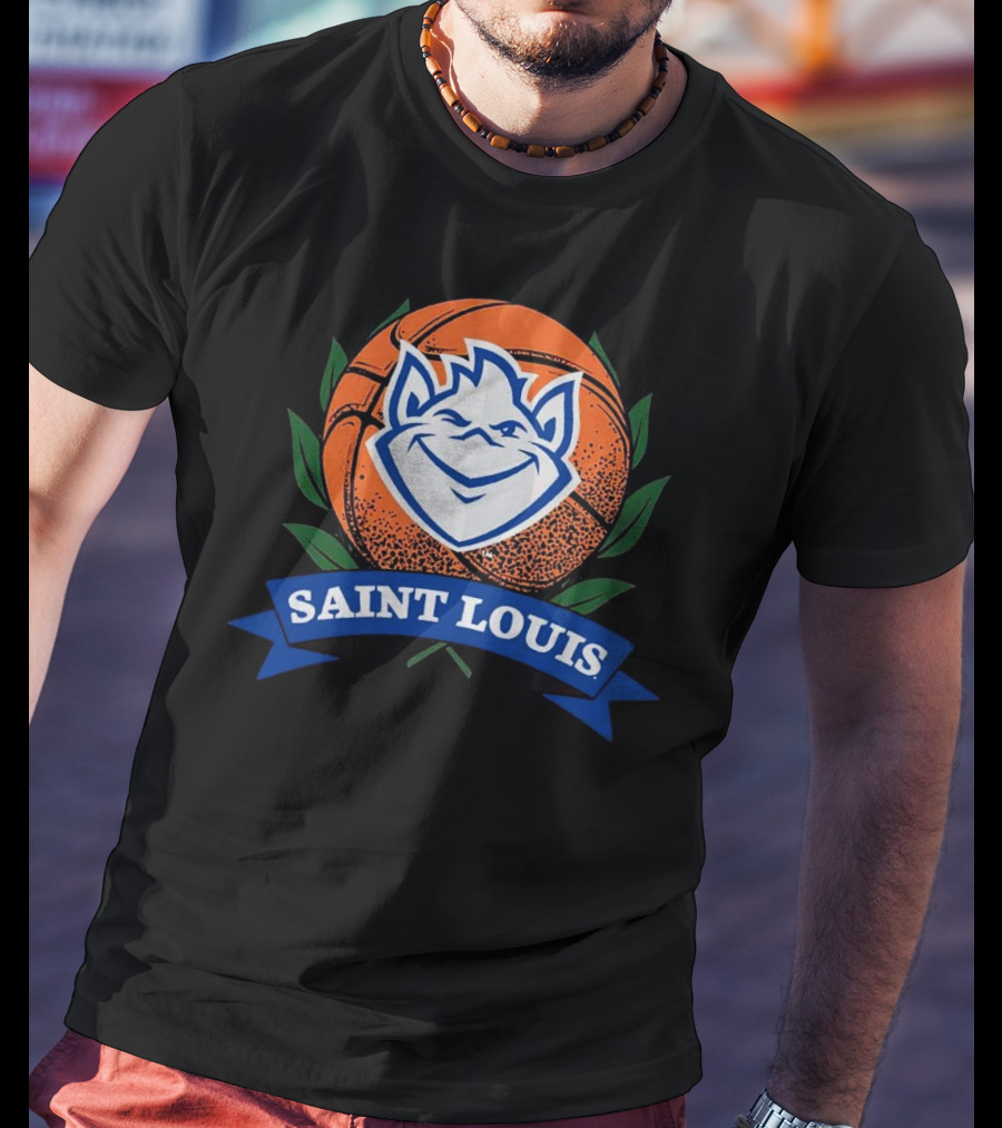 Saint Louis Billikens Basketball Emblem With Iconic Mascot And Orange Basketball T-Shirt