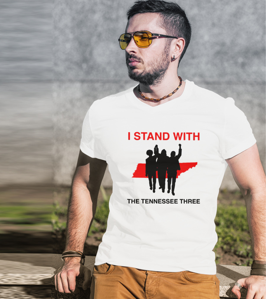 I Stand With The Tennessee Three Red Silhouette Map T-Shirt