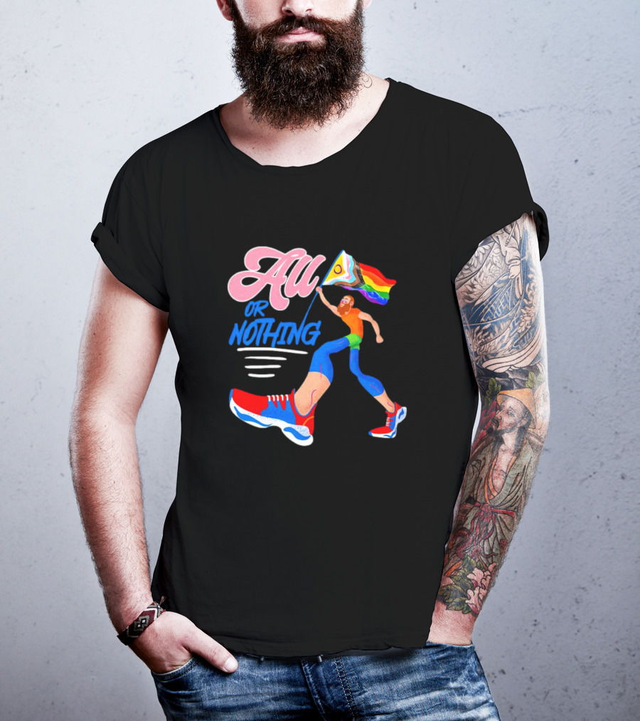 All Or Nothing Pride Flag Runner T-Shirt
