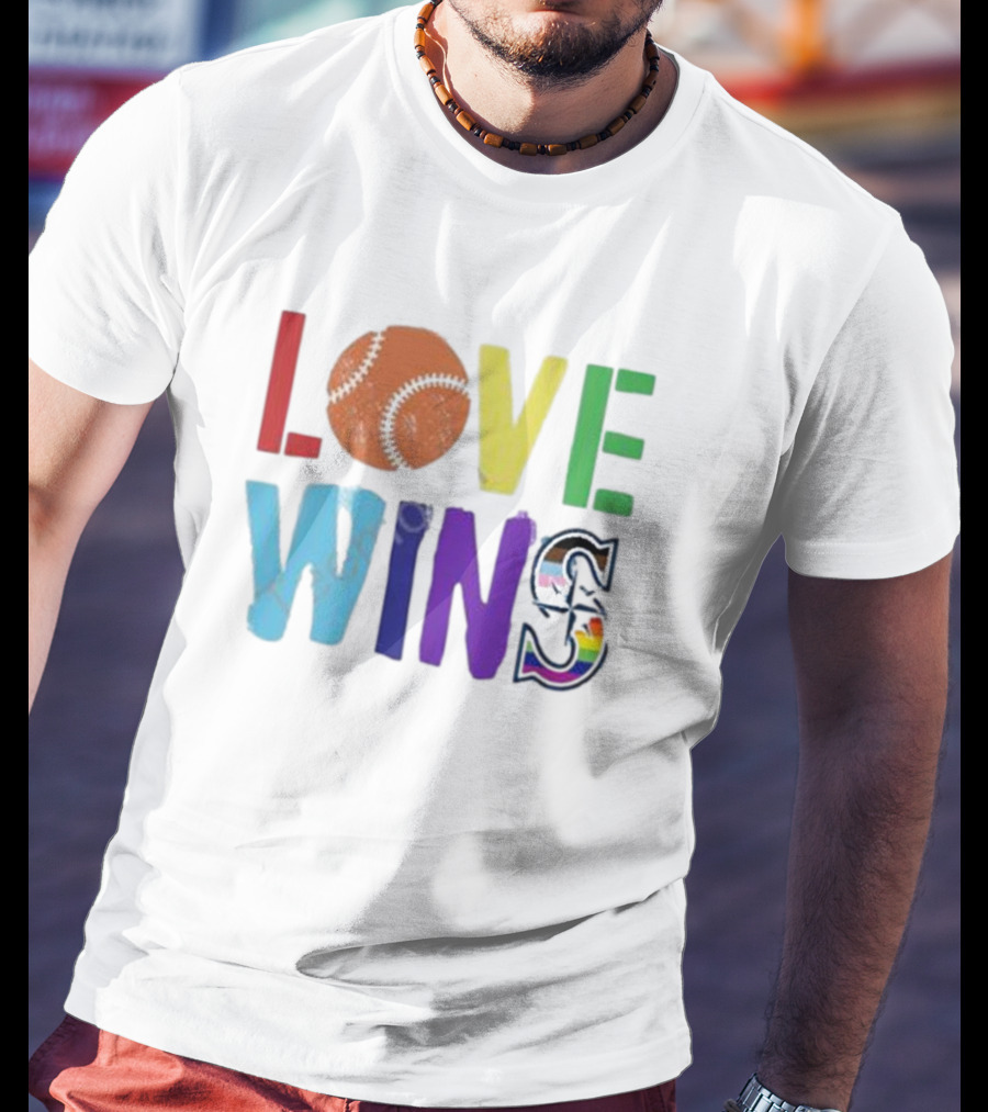 Maverick Love Wins Seattle Mariners Pride Baseball Rainbow T-Shirt