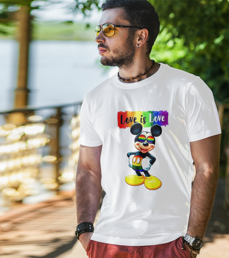 Mickey Mouse Love Is Love Rainbow Happy Pride T-Shirt