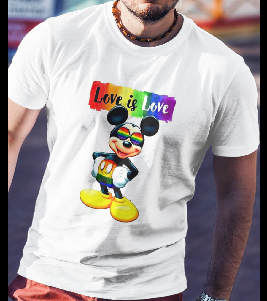 Mickey Mouse Love Is Love Rainbow Happy Pride T-Shirt