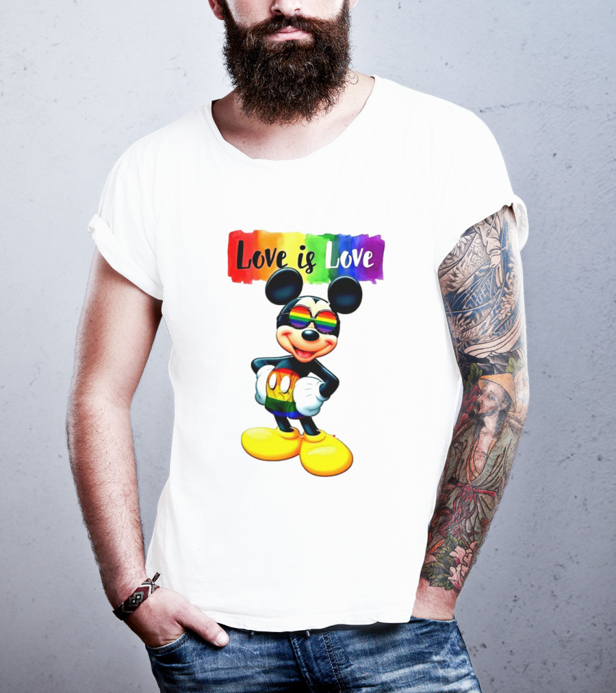 Mickey Mouse Love Is Love Rainbow Happy Pride T-Shirt