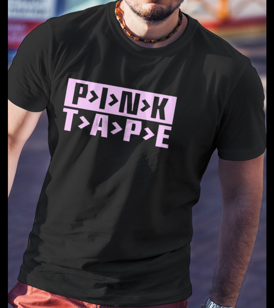 Lil Uzi Vert Pink Tape Block Text T-Shirt