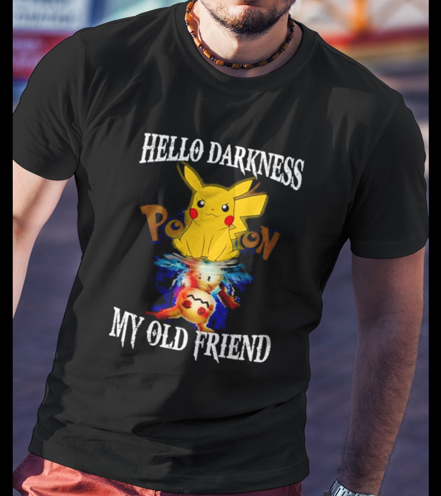 Pikachu Hello Darkness My Old Friend Reflective Mimikyu Pokedex T-Shirt