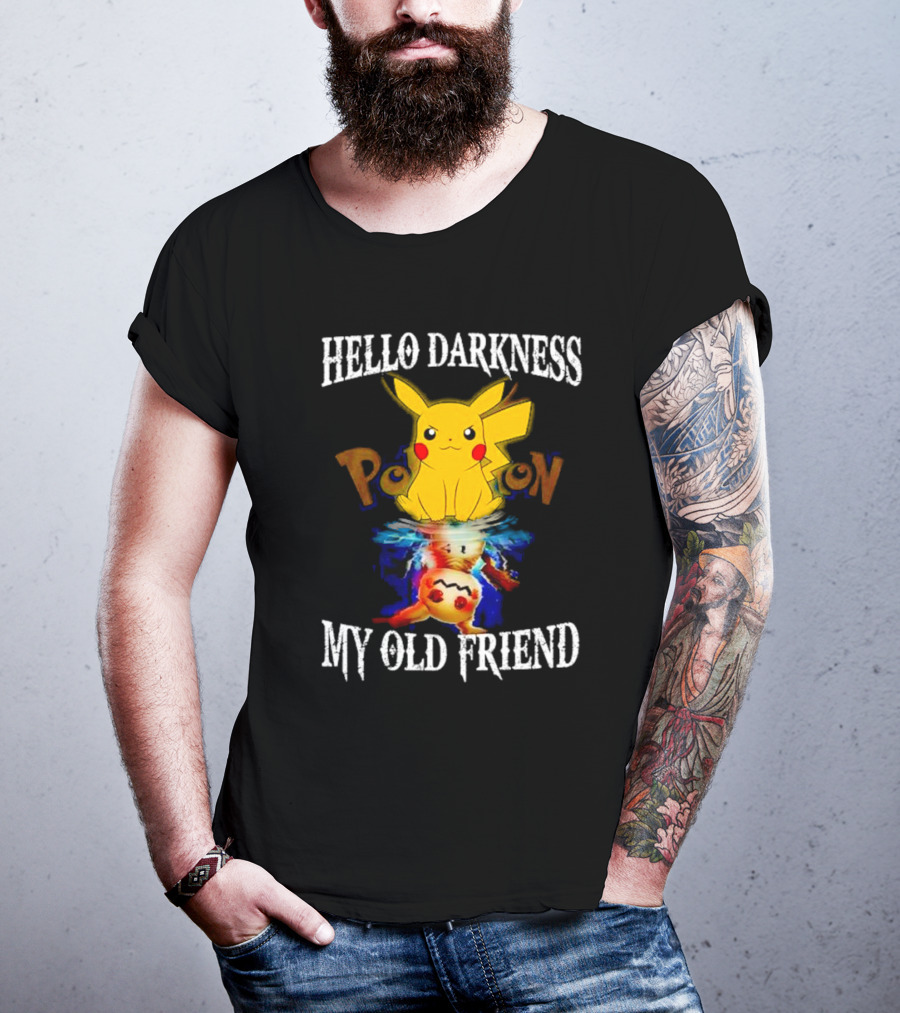 Pikachu Hello Darkness My Old Friend Reflective Mimikyu Pokedex T-Shirt